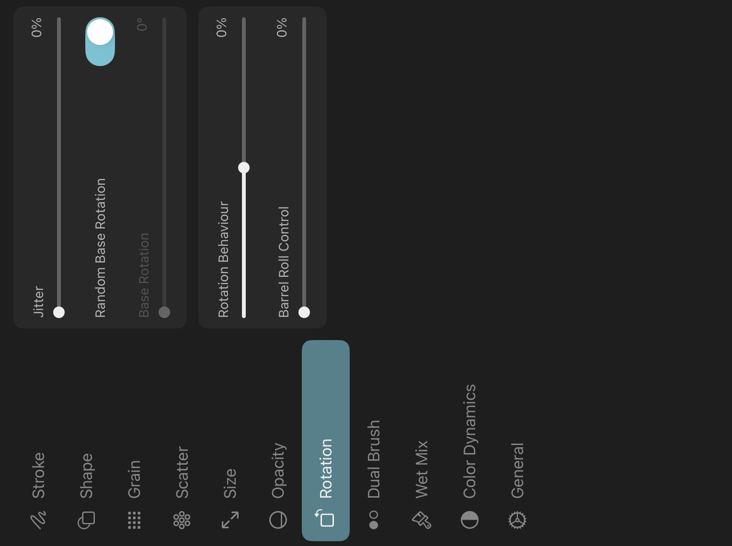 Rotation settings tab
