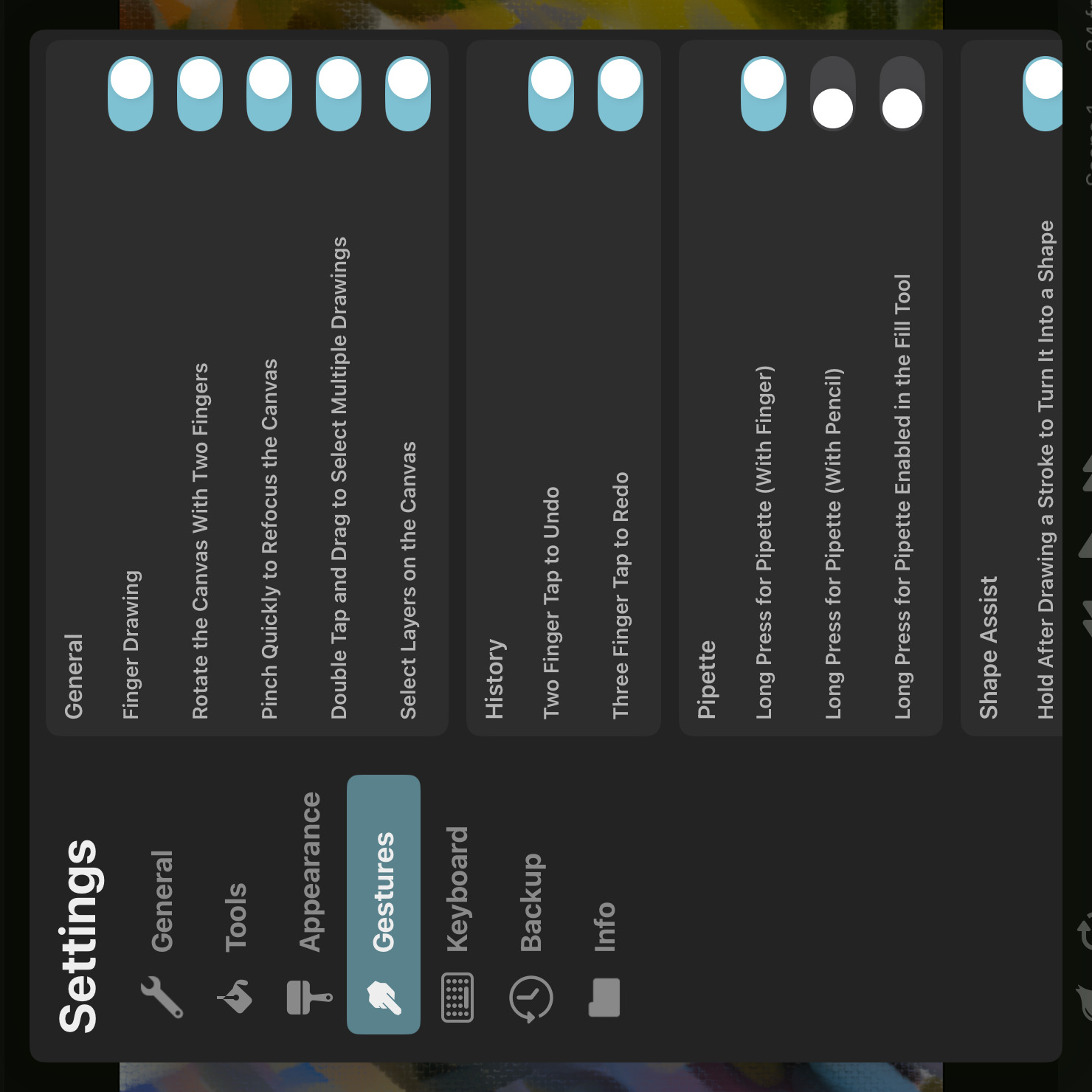 Gesture settings